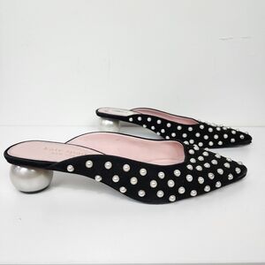 Kate spade honor pearl kitten heel mules, black, size 7